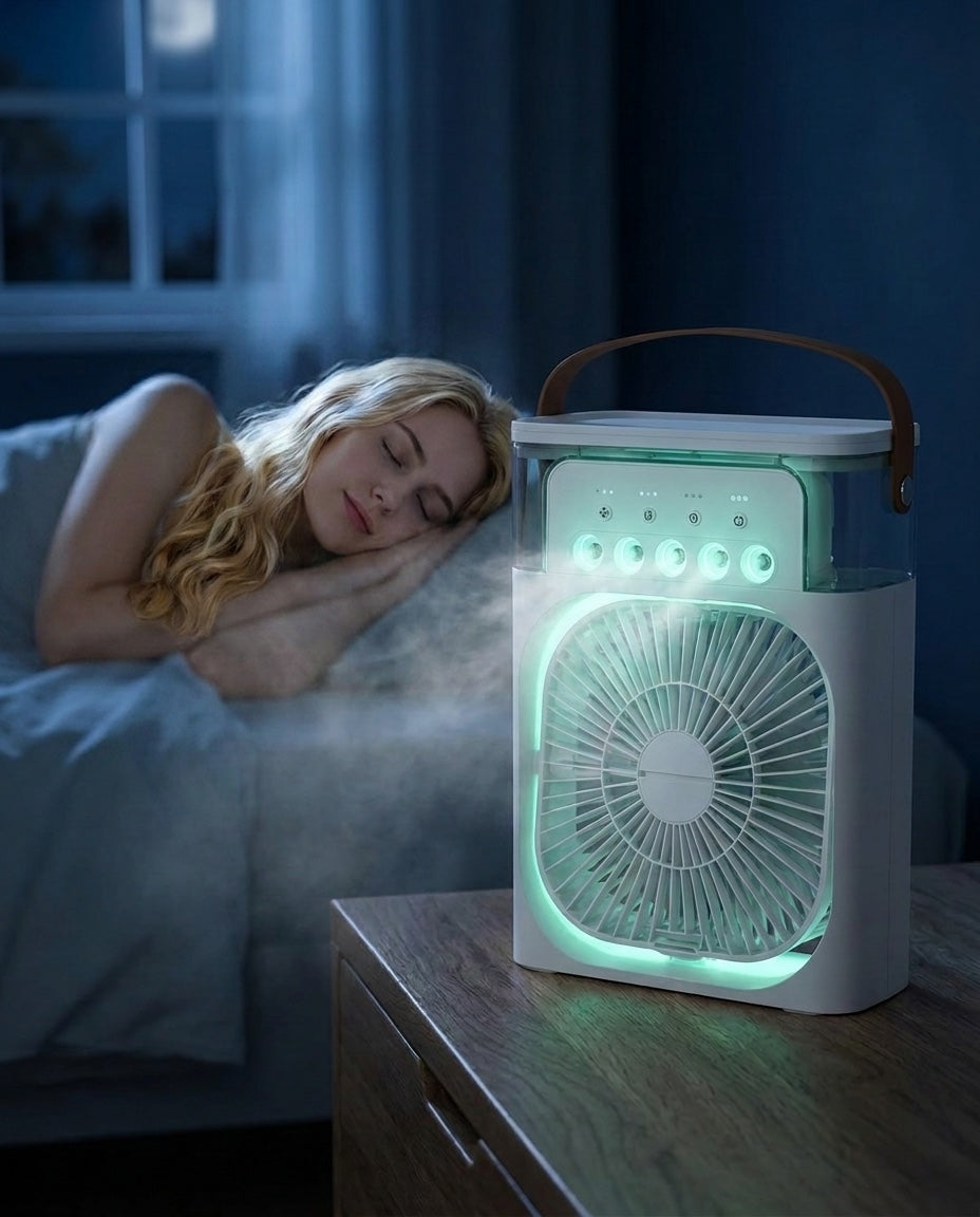 Brisenuit la nuit — brume fraîche sur la table de chevet pendant le sommeil